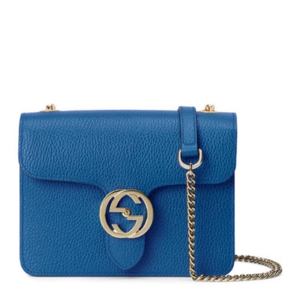 Gucci Royal Blue Crossbody Bag with Gold Accents